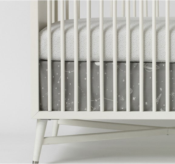 DwellStudio Crib Skirt Galaxy Dove Percale