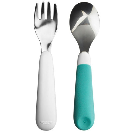 Oxo Tot - Fork & Spoon Set- Aqua